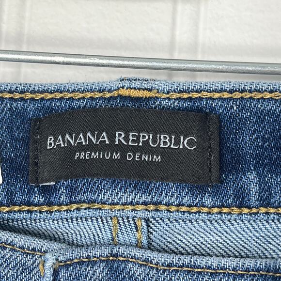 Banana Republic High Rise Straight Leg Jeans Unique Denim Front Seam Ankle Slit - Picture 5 of 9
